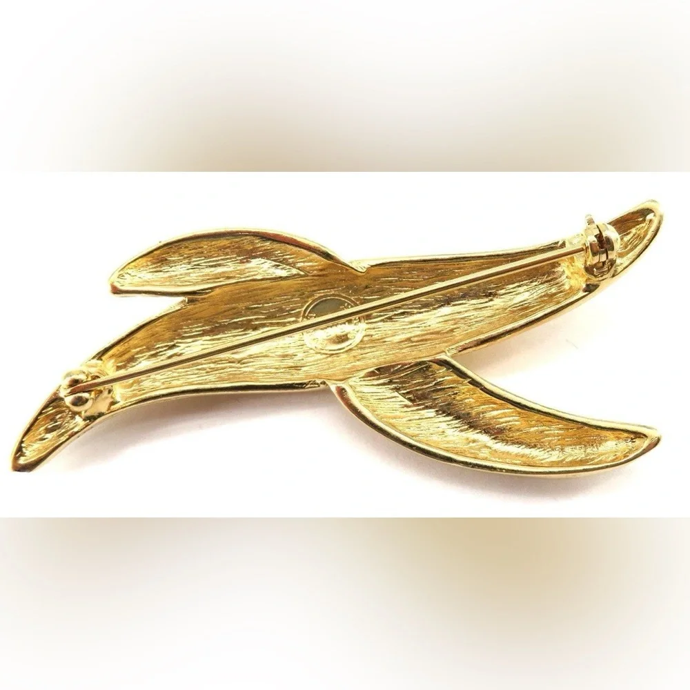Vintage Givenchy Gold Tone Wave Brooch / Pin 19g Classy Luxury Dressy Unique